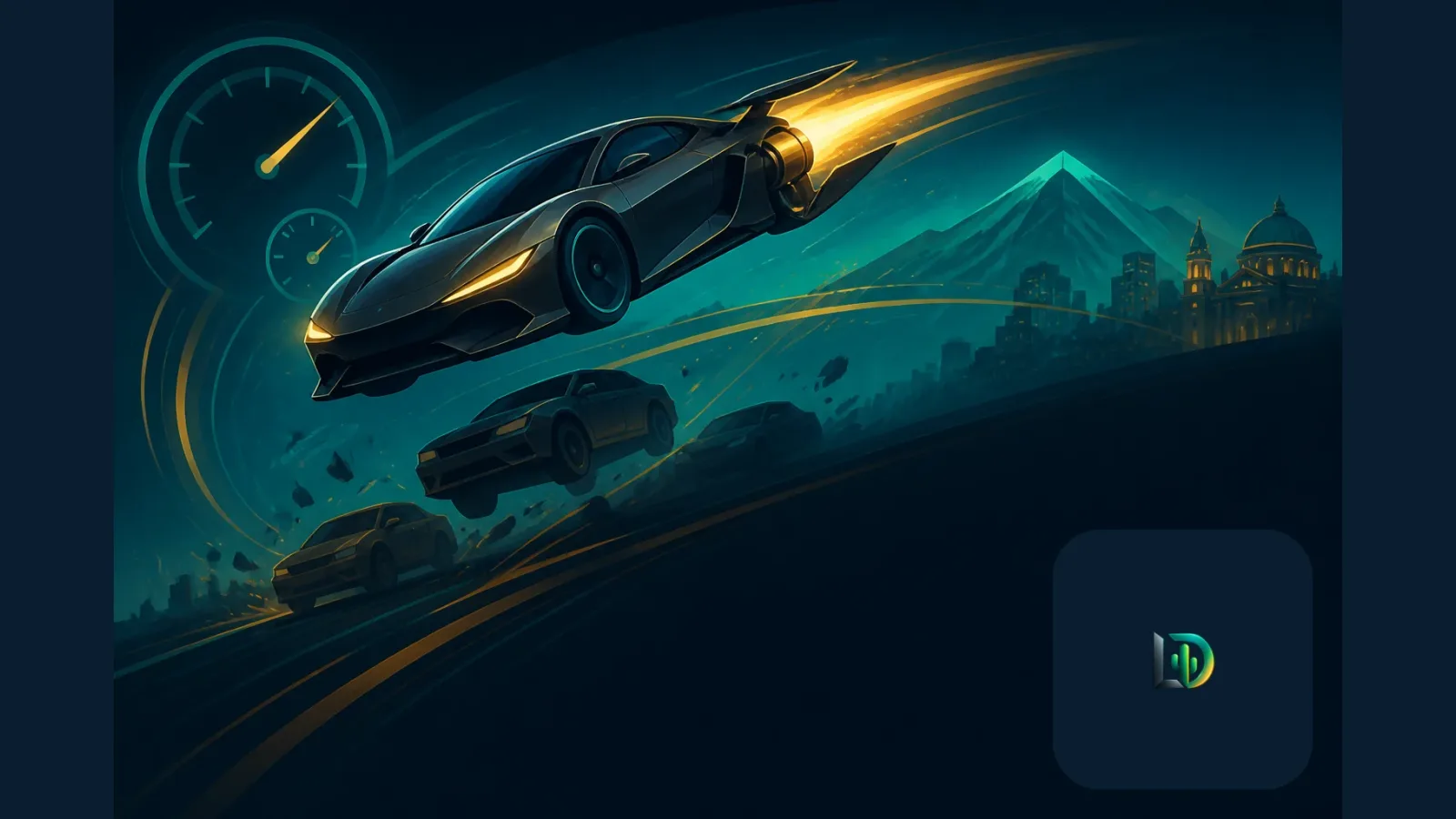 Ilustración generada con IA: 🚀 ¡El Tesla Roadster despega, pero su versión voladora no podrá circular en la calle!