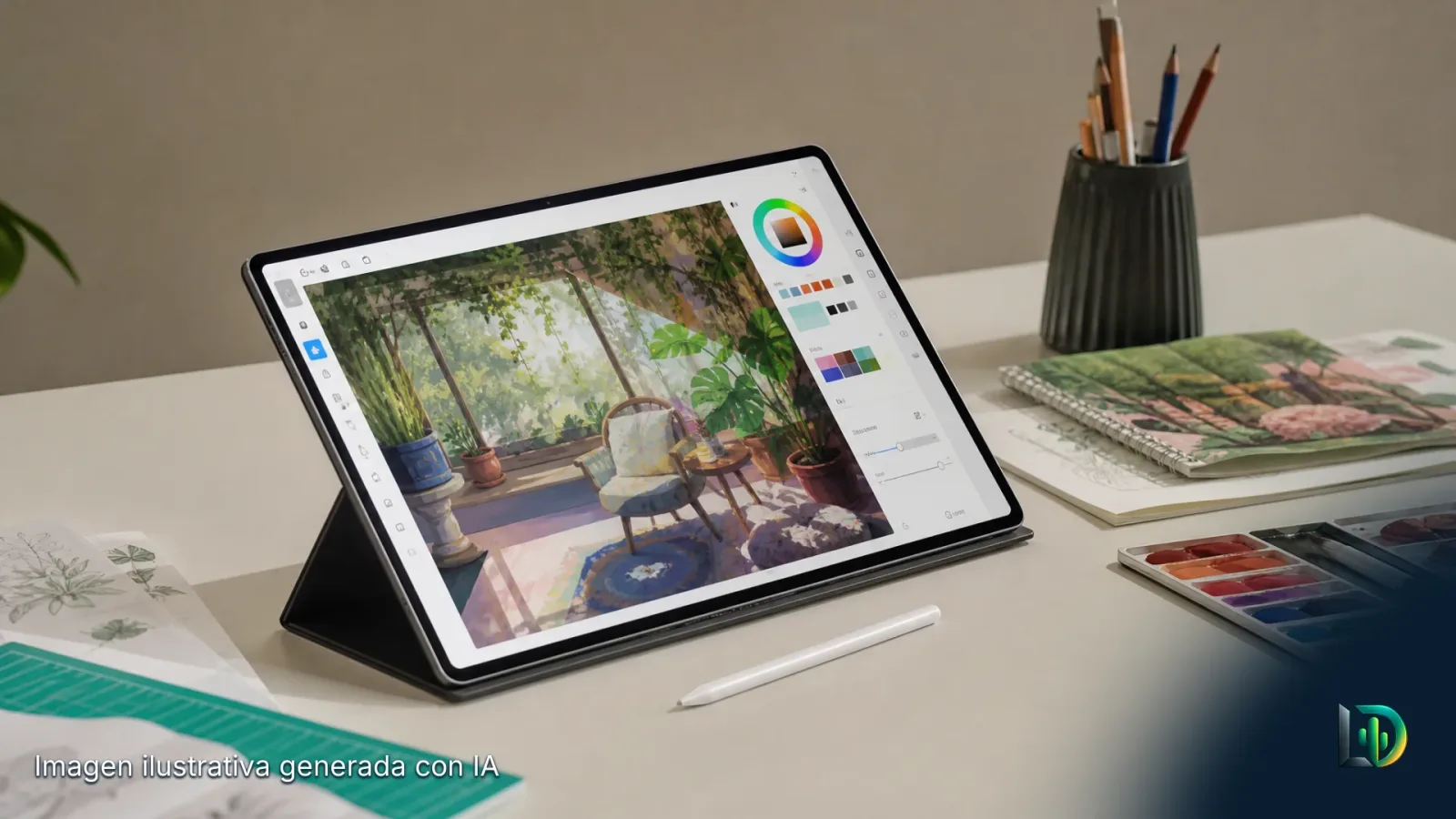 Imagen ilustrativa generada con IA: 🎨 Samsung pone a dibujar a las Galaxy Tab S12 con IA, S Pen y Canva